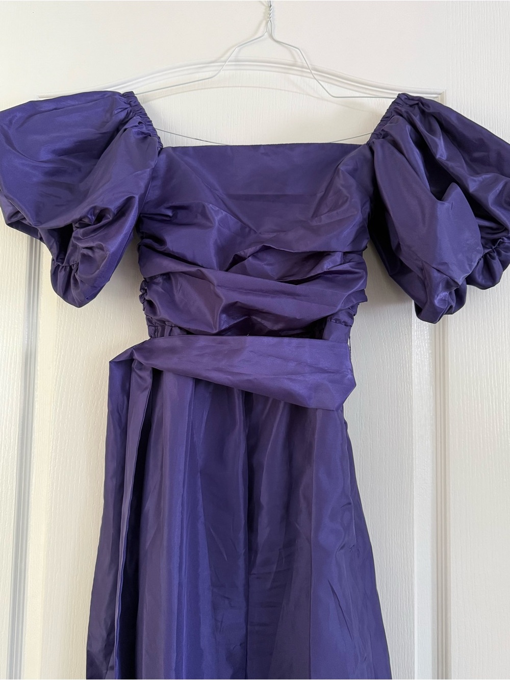 Anthropologie Purple Off-Shoulder Puff Sleeve jumpsuit